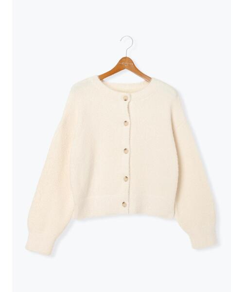 Lugnoncure（ルノンキュール）の「前後2WAYクルーネックフェザーカーディガン（カーディガン/ボレロ・レディース・オフホワイト/ラベンダー/ベージュ/チャコールグレー・F）」の10枚目の写真