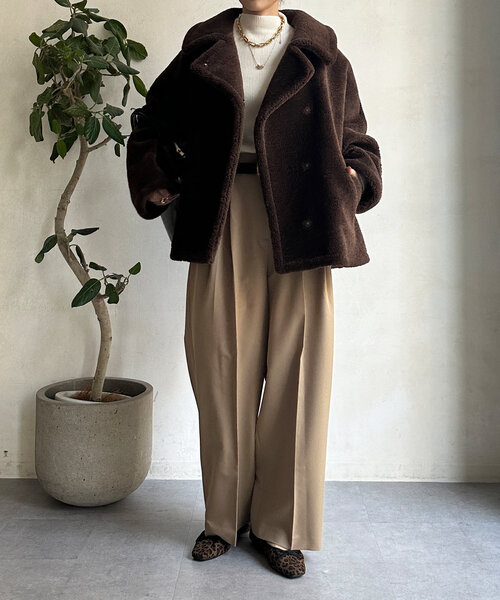 DouDou（ドゥドゥ）の「ボアコート（その他アウター・レディース・ベージュ/ブラウン・FREE）」の5枚目の写真