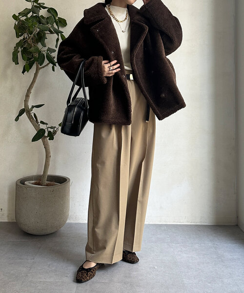 DouDou（ドゥドゥ）の「ボアコート（その他アウター・レディース・ベージュ/ブラウン・FREE）」の6枚目の写真