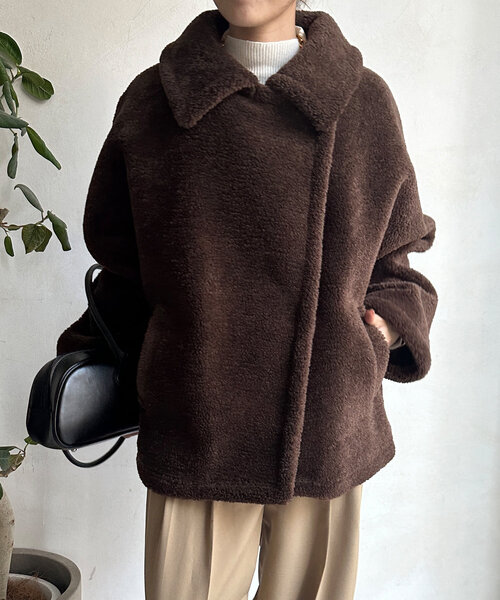 DouDou（ドゥドゥ）の「ボアコート（その他アウター・レディース・ベージュ/ブラウン・FREE）」の9枚目の写真