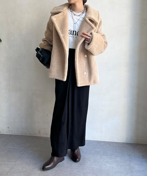 DouDou（ドゥドゥ）の「ボアコート（その他アウター・レディース・ベージュ/ブラウン・FREE）」の12枚目の写真