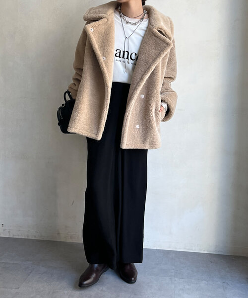 DouDou（ドゥドゥ）の「ボアコート（その他アウター・レディース・ベージュ/ブラウン・FREE）」の13枚目の写真