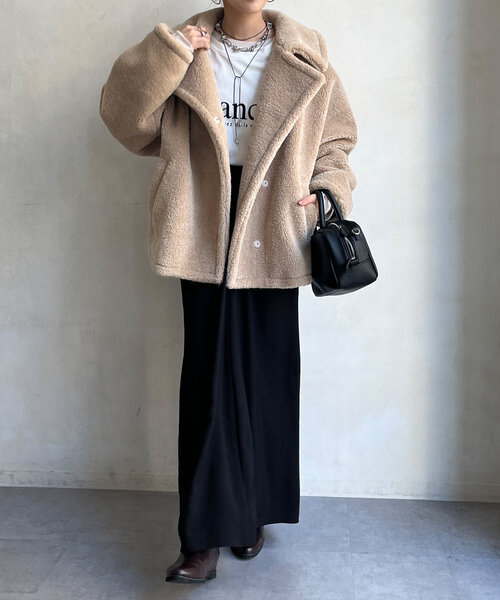 DouDou（ドゥドゥ）の「ボアコート（その他アウター・レディース・ベージュ/ブラウン・FREE）」の14枚目の写真