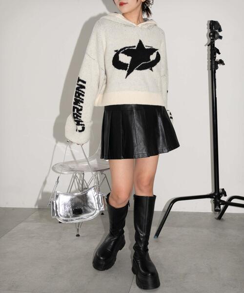 WEGO(ウィゴー)の「WEGO/スタージャガードニットプルパーカー(ニット/セーター・レディース・アイボリー/ブラック・FREE)」の6枚目の写真