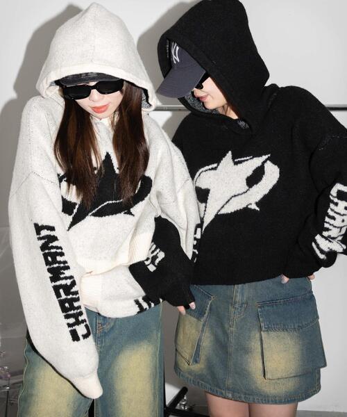 WEGO(ウィゴー)の「WEGO/スタージャガードニットプルパーカー(ニット/セーター・レディース・アイボリー/ブラック・FREE)」の5枚目の写真