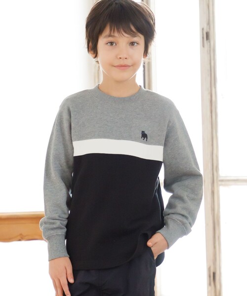 【100-130cm】ブル刺繍 ブロッキングトレーナー（スウェット）｜J.PRESS（ジェイプレス）