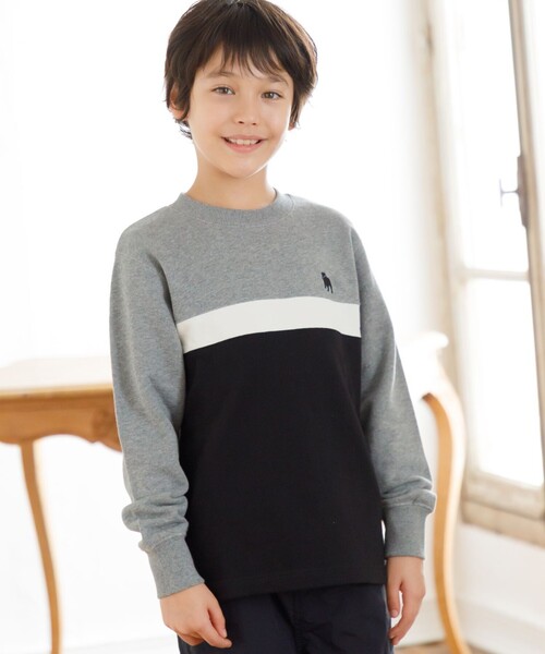 【100-130cm】ブル刺繍 ブロッキングトレーナー（スウェット）｜J.PRESS（ジェイプレス）