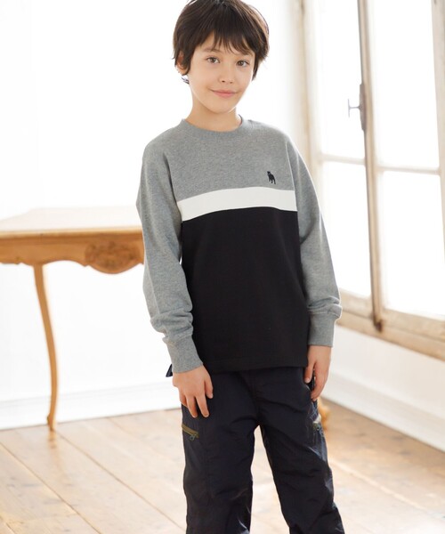 【100-130cm】ブル刺繍 ブロッキングトレーナー（スウェット）｜J.PRESS（ジェイプレス）