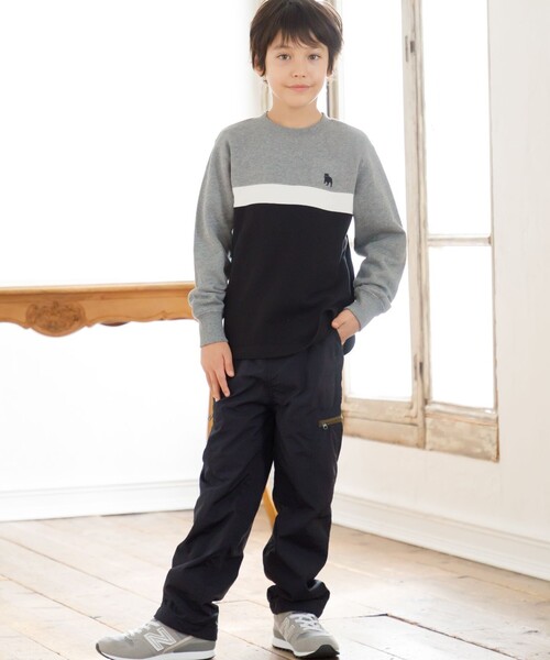 【100-130cm】ブル刺繍 ブロッキングトレーナー（スウェット）｜J.PRESS（ジェイプレス）