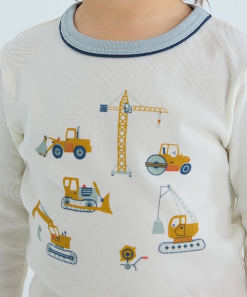 combimini(コンビミニ)の「やわらか長袖Tシャツ(ショベルカー)(Tシャツ/カットソー・キッズ・オフホワイト/サックスブルー・90/100/120/80/130/70/110)」の6枚目の写真