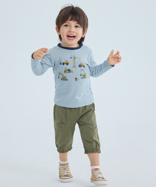 combimini(コンビミニ)の「やわらか長袖Tシャツ(ショベルカー)(Tシャツ/カットソー・キッズ・オフホワイト/サックスブルー・90/100/120/80/130/70/110)」の4枚目の写真