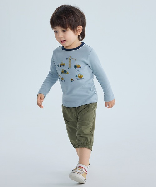 combimini(コンビミニ)の「やわらか長袖Tシャツ(ショベルカー)(Tシャツ/カットソー・キッズ・オフホワイト/サックスブルー・90/100/120/80/130/70/110)」の3枚目の写真