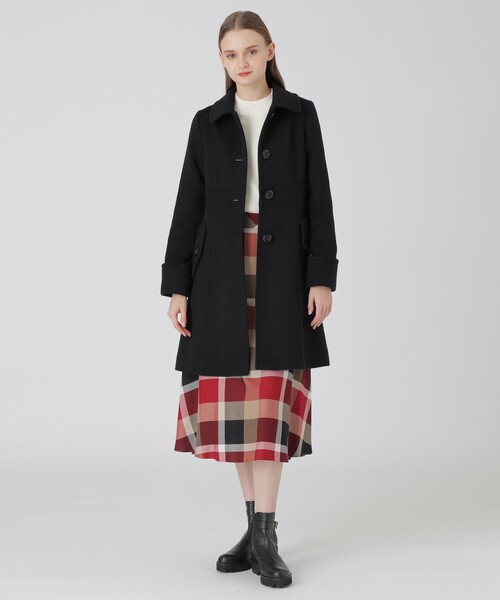 BLUE LABEL CRESTBRIDGE(ブルーレーベルクレストブリッジ)の「【一部店舗限定】ライトビーバーステンコート(その他アウター・レディース・グレー系その他2/ブラック・36/38/40)」の2枚目の写真