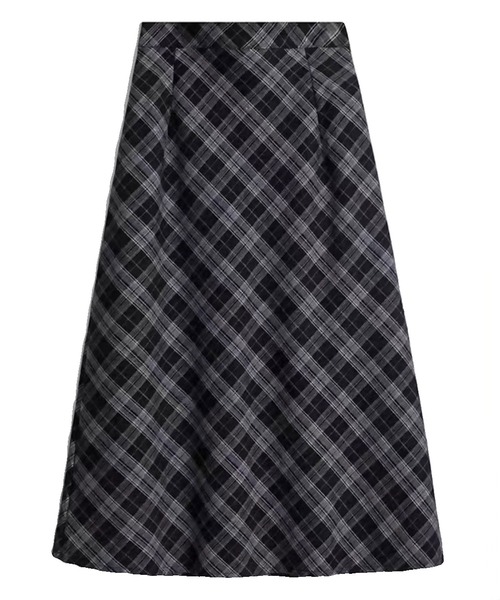 blackdia ocean(ブラックダイヤオーシャン)の「blackdia ocean Aラインタータンチェックスカート(スカート・レディース・ブラック/ブラウン・LARGE/MEDIUM)」の3枚目の写真