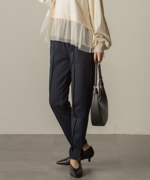 VICKY（ビッキー）の「裏起毛テーパードパンツ≪洗濯機で洗える≫（スウェットパンツ・レディース・ライトグレー/ブラック/ネイビー/カーキ・M）」の4枚目の写真