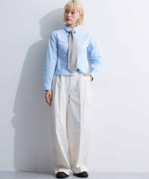 TTOL（トール）の「ダブルタックワイドパンツ（その他パンツ・レディース・アイボリー/ネイビー・L-XL/M-L）」の4枚目の写真