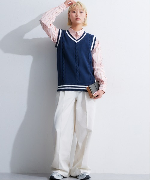 TTOL（トール）の「ダブルタックワイドパンツ（その他パンツ・レディース・アイボリー/ネイビー・L-XL/M-L）」の5枚目の写真