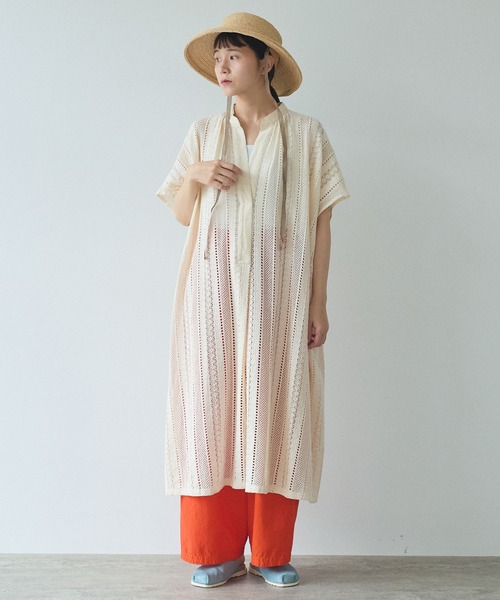 yuni（ユニ　）の「コットン ruschel lace kaftan ワンピース（ワンピース・レディース・アイボリー/ブラック・FREE）」の9枚目の写真