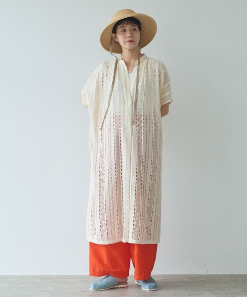 yuni（ユニ　）の「コットン ruschel lace kaftan ワンピース（ワンピース・レディース・アイボリー/ブラック・FREE）」の8枚目の写真