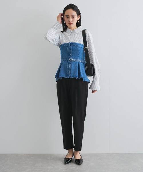 VIS（ビス）の「【洗える/防シワ】ツイルワンタックテーパードパンツ（その他パンツ・レディース・ピンク系その他2/ブラック/グレー・SS/S/M/L）」の6枚目の写真