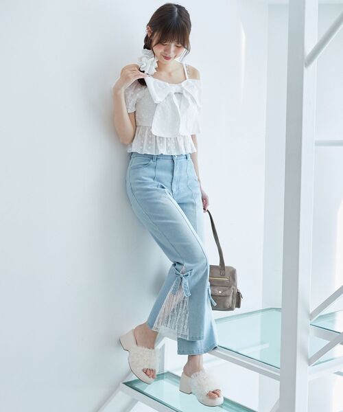 franche lippee デニム テーパード リボン M 水色.2463 franche lippee デニム テーパード リボン M 水色.2463 - メルカリ