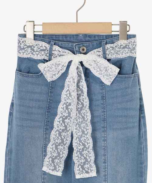 セール】レースベルトセット裾リボンデニム（デニムパンツ）｜MAJESTIC