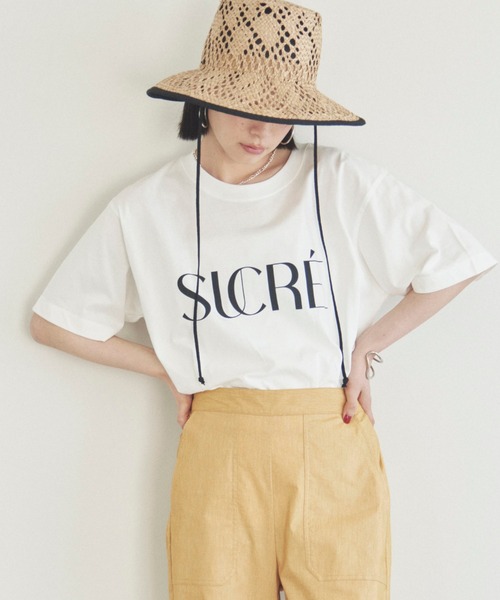 Doux archives（ドゥアルシーヴ）の「SUCRE Tee（Tシャツ/カットソー・レディース・オフホワイト/杢グレー/グレイッシュベージュ/ネイビー/ホワイト×ブラック/ホワイト×シルバー・FREE）」の3枚目の写真