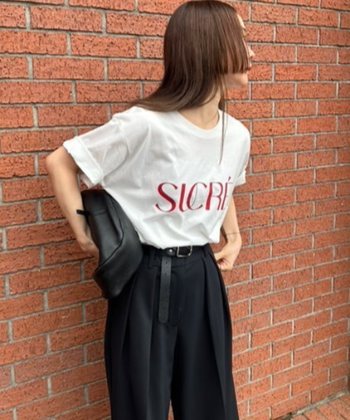 Doux archives（ドゥアルシーヴ）の「SUCRE Tee（Tシャツ/カットソー・レディース・オフホワイト/杢グレー/グレイッシュベージュ/ネイビー/ホワイト×ブラック/ホワイト×シルバー・FREE）」の2枚目の写真