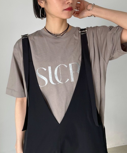 Doux archives（ドゥアルシーヴ）の「SUCRE Tee（Tシャツ/カットソー・レディース・オフホワイト/杢グレー/グレイッシュベージュ/ネイビー/ホワイト×ブラック/ホワイト×シルバー・FREE）」の21枚目の写真