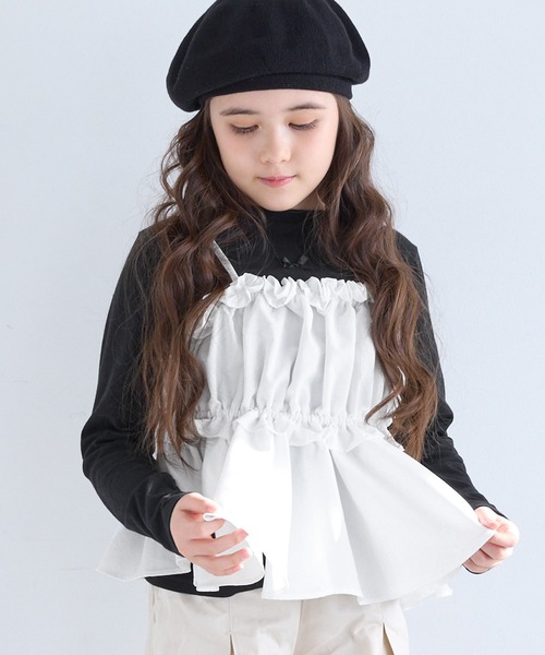 coca（coca）（コカ）の「キッズ ビスチェ＆リボンTシャツ 2点セット（Tシャツ/カットソー・キッズ・ホワイト/ブラック・120/150/140/130）」の2枚目の写真