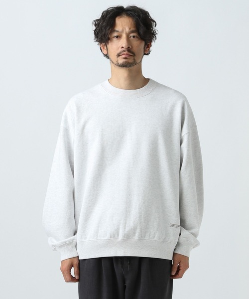 新品☆完売☆BAYFLOW ベイフロー 潮加工 ピグメントカットツイルパンツ スリム スウェット M ネイビー セール[程よい肉感の裏毛素材]カットオフネック刺繍プルオーバー