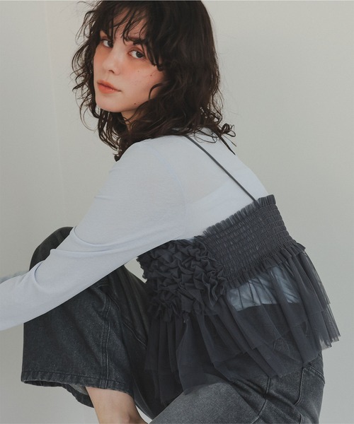 titivate(ティティベイト)の「シアーカットソーロングスリーブトップス(Tシャツ/カットソー・レディース・ライトブルー/ブラック/ライトグリーン/オフホワイト/ライトピンク/シルバー/ボルドー/ネイビー・L/M/S)」の22枚目の写真