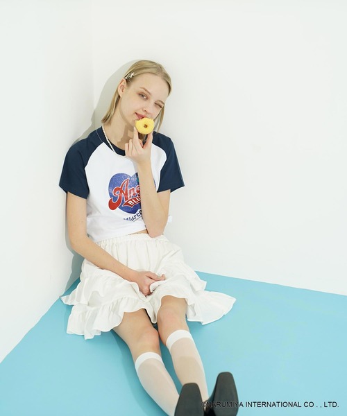 MILKFED.(ミルクフェド)の「MILKFED. × ANGEL BLUE COMPACT B/B TEE(Tシャツ/カットソー・レディース・ホワイト/アッシュ・ONE SIZE)」の5枚目の写真