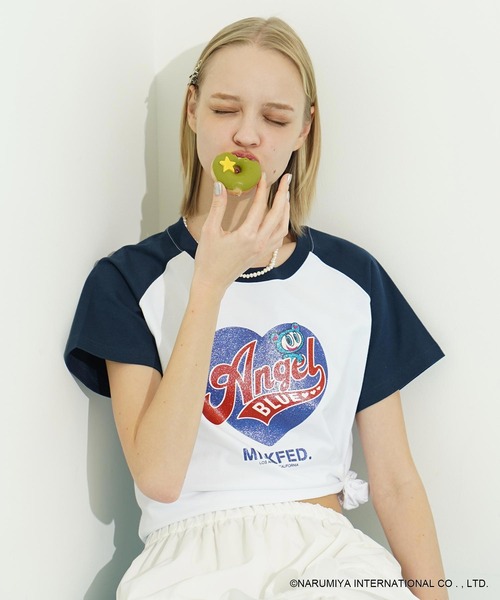MILKFED.(ミルクフェド)の「MILKFED. × ANGEL BLUE COMPACT B/B TEE(Tシャツ/カットソー・レディース・ホワイト/アッシュ・ONE SIZE)」の6枚目の写真