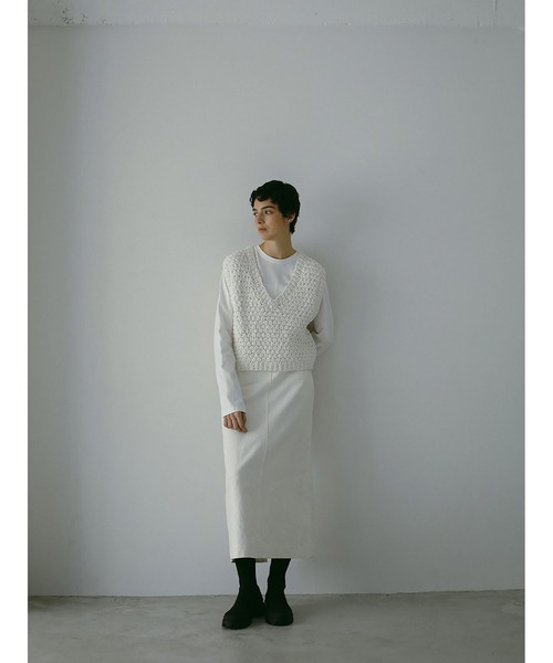 HER.（ハー）の「CO/LIマキシタイトスカート（スカート・レディース・オフホワイト/ブラック・1/2）」の4枚目の写真