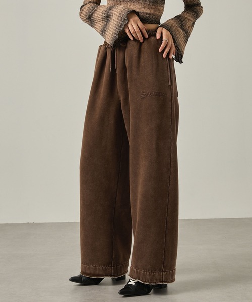 Snap club】ヴィンテージ加工 ロゴ刺繍 ドロストスウェットパンツ