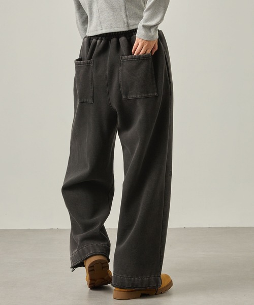 Snap club（スナップクラブ）の「【Snap club】ヴィンテージ加工 ロゴ刺繍 ドロストスウェットパンツ（スウェットパンツ・レディース・ブラック/ブラウン/レッド・S/M/L）」の8枚目の写真