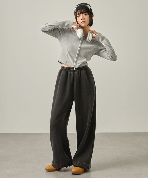 Snap club（スナップクラブ）の「【Snap club】ヴィンテージ加工 ロゴ刺繍 ドロストスウェットパンツ（スウェットパンツ・レディース・ブラック/ブラウン/レッド・S/M/L）」の10枚目の写真