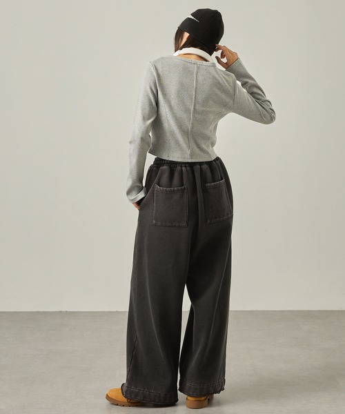 Snap club（スナップクラブ）の「【Snap club】ヴィンテージ加工 ロゴ刺繍 ドロストスウェットパンツ（スウェットパンツ・レディース・ブラック/ブラウン/レッド・S/M/L）」の12枚目の写真