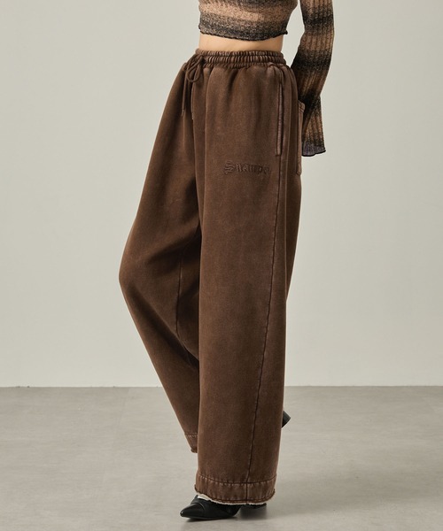 Snap club】ヴィンテージ加工 ロゴ刺繍 ドロストスウェットパンツ