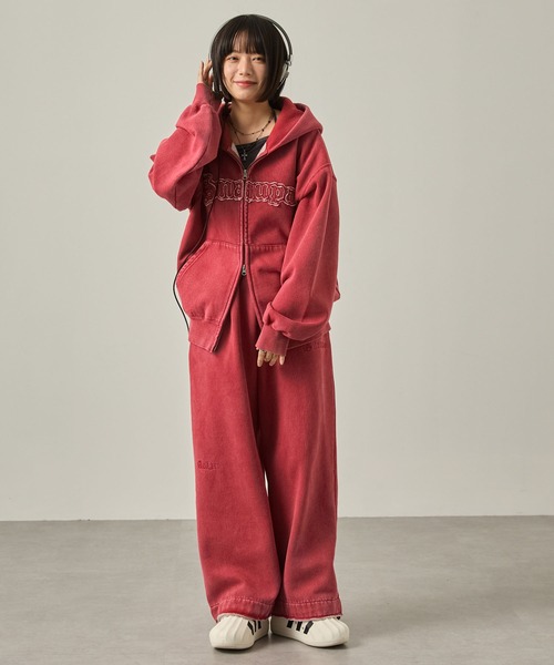 Snap club（スナップクラブ）の「【Snap club】ヴィンテージ加工 ロゴ刺繍 ドロストスウェットパンツ（スウェットパンツ・レディース・ブラック/ブラウン/レッド・S/M/L）」の21枚目の写真