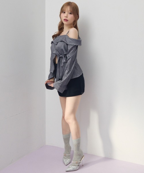 Darich ギンガムチェックオフショルトップス タグ付き 完売品 ダーリッチ Darich ギンガムチェックオフショルトップス