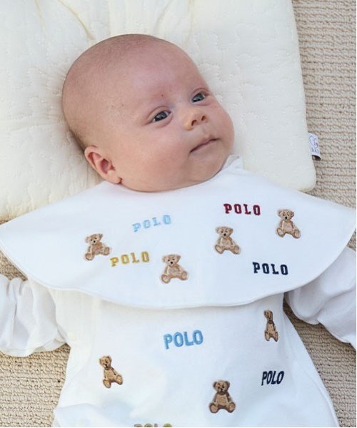 petit main(プティマイン)の「【POLO】刺しゅうスタイ(スタイ/よだれかけ・キッズ・クリーム/ネイビー/オフホワイト・F)」の1枚目の写真