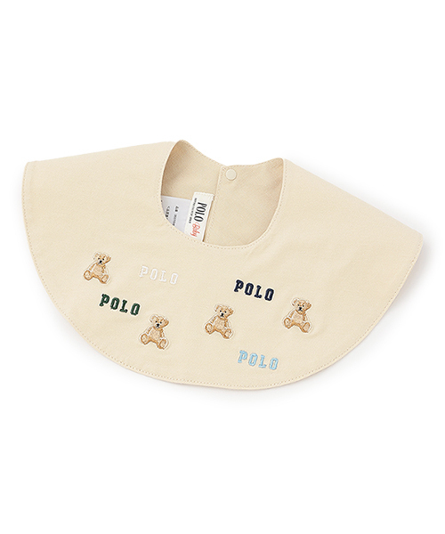 petit main(プティマイン)の「【POLO】刺しゅうスタイ(スタイ/よだれかけ・キッズ・クリーム/ネイビー/オフホワイト・F)」の2枚目の写真