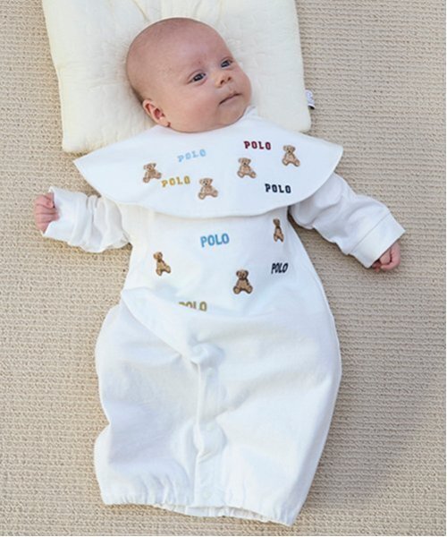 petit main(プティマイン)の「【POLO】刺しゅうスタイ(スタイ/よだれかけ・キッズ・クリーム/ネイビー/オフホワイト・F)」の4枚目の写真