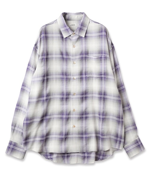 Jieda(ジエダ)の「OMBRE CHECK SHIRT(シャツ/ブラウス・メンズ・グリーン/パープル・2/1)」の2枚目の写真