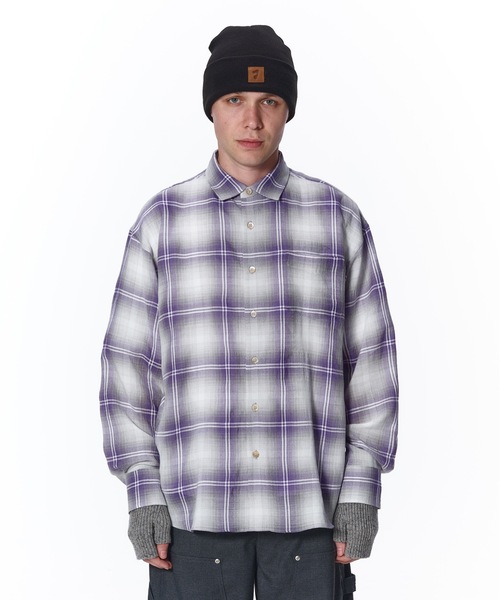 Jieda(ジエダ)の「OMBRE CHECK SHIRT(シャツ/ブラウス・メンズ・グリーン/パープル・2/1)」の5枚目の写真