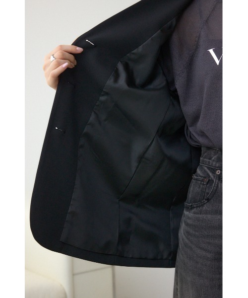AZUL by moussy（アズールバイマウジー）の「マニッシュジャケット（テーラードジャケット・レディース・ブラック/グレー系その他/ライトブラウン・FREE）」の5枚目の写真