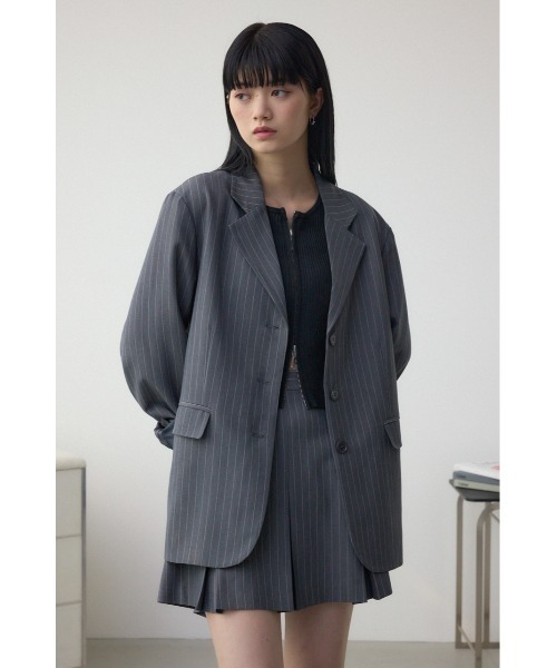 AZUL by moussy（アズールバイマウジー）の「マニッシュジャケット（テーラードジャケット・レディース・ブラック/グレー系その他/ライトブラウン・FREE）」の7枚目の写真