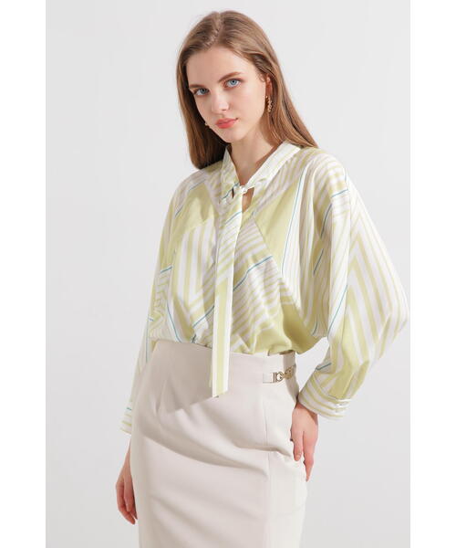 PINKY&DIANNE(ピンキーアンドダイアン)の「◆トライアングルボーダープリントブラウス(シャツ/ブラウス・レディース・イエロー系その他/ブラック・38)」の3枚目の写真